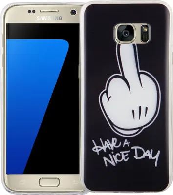 Produktbild von Handy Hülle für Samsung Galaxy S7 Cover Case Schutz Tasche Motiv Slim Silikon TPU Mittelfinger