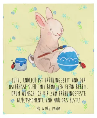 Produktbild von Mr. & Mrs. Panda Decke Hase Marienkäfer - Blumig - Geschenk, Bettdecke, Ostergrüße, Kuscheldecke, Ostereier, Bettüberwurf, Ostern, Osterhase, Frühling, Tagesdecke