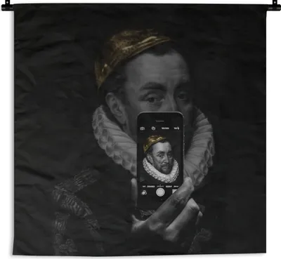 Produktbild von MuchoWow® Wandteppich Wandbehang Wilhelm von Oranien - Kunst - Telefon 150x150 cm Tapisserie Dekoration Wandtuch - Wohnaccessoires - Modernes
