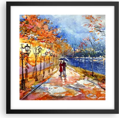 Produktbild von Gerahmtes Poster - Schwarzer Rahmen - Park Paar Baum - 40x40 cm - Wand Bild - Wanddeko - Wandbilder - Kunstposter - Wandposter - Bilderrahmen - Bilder - Kunstdruck - Wandbild - P2BAC40x40-3557