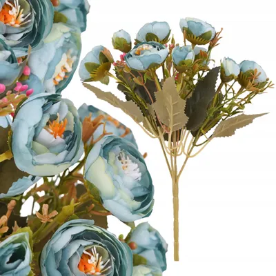 Produktbild von Topoblu Künstlicher Kamelien-Bukett Blau 28 cm Dekorativ