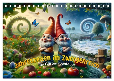 Produktbild von Jahreszeiten im Zwergenreich: Ein Gartenabenteuer (Tischkalender 2027 DIN A5 quer), CALVENDO Monatskalender