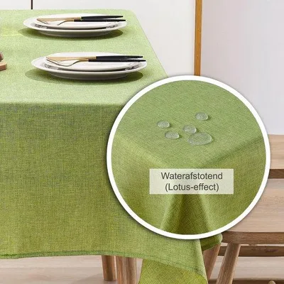 Productafbeelding van Tafelkleed Waterafstotend - Wasbaar - Tafelkleed Buiten - Tafelkleed Eettafel - Linnenlook - 130x260 cm - Tafelbedekking
