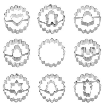 Produktbild von Weihnachts-Ausstechformen-Set Linzer, 9-teiliges Set, kleine Linzer-Ausstechformen für Plätzchen, Kekse und Fondant