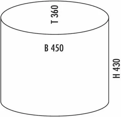 A diagram of a cylindrical product with dimensions labeled.
