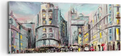 Produktbild von Bild auf Leinwand - Leinwandbild - Stadt Straße Haus - 120x50cm - Wand Bild - Wanddeko - Wandbilder - Leinwanddruck - Bilder - Kunstdruck - Wanddekoration - Leinwand bilder - Wandkunst - AB120x50-3440