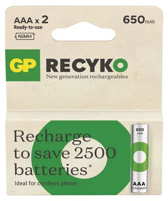 Nabíjecí baterie GP ReCyko 650 AAA (HR03), 2 ks