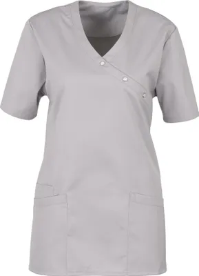 Produktbild von beb MEDIZIN/PFLEGE Damen KASACK Kurz V-Neck Baumwollmix Hellgrau XS