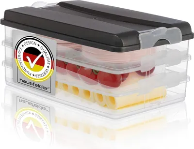 Immagine prodotto di Scatole da frigo impilabili per salumi - organizer da frigo con coperchio (3 pezzi)