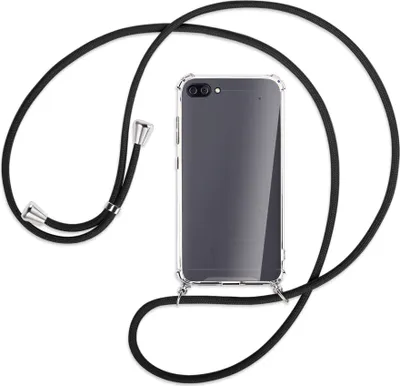 Produktbild von Handykette Backcover-Schutzhülle mit Band (Metall silberfarben) für Asus Zenfone 4 Max (Pro/Plus) - schwarz