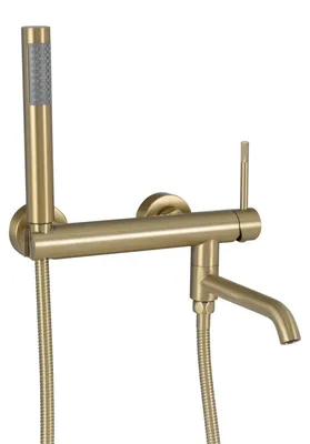 Produktbild von Wandmontierter Badezimmerarmatur mit Handbrause und schwenkbarem Auslauf