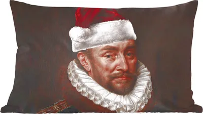 Produktbild von MuchoWow® Zierkissen Sofakissen Wohnzimmer Dekokissen 50x30 cm Wilhelm von Oranien - Adriaen Thomasz - Weihnachten - Wohnzimmerdekoration - Polster mit Photo