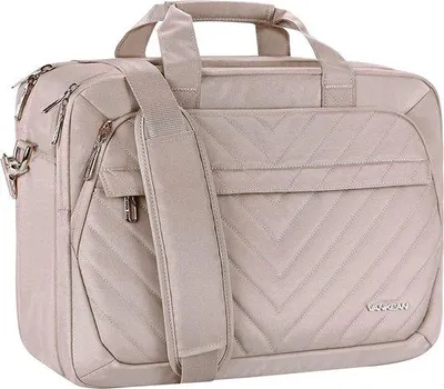Produktbild von Unyqoos® 17 Zoll (17 inch) Laptoptasche für Damen – wasserdichte Nylon-Aktentasche, TSA-freundlich, RFID-Fächer, gepolstert, helles Altrosa