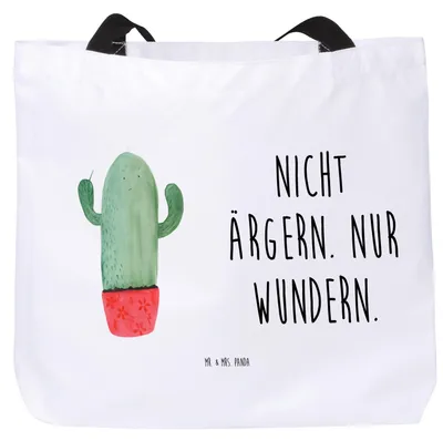 Produktbild von Mr. & Mrs. Panda Tote Bag Kaktus Wut - Weiß - Geschenk, Kollegin, Beutel, Kakteen, Tasche, Schultasche, ärgern, Kollege, Strandtasche, Reisetasche, Büro