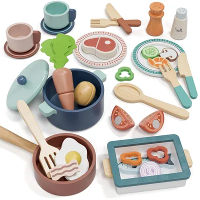 Produktbild von Küchenzubehör für Spielküchen, Holzspielzeug-Set für Kinder