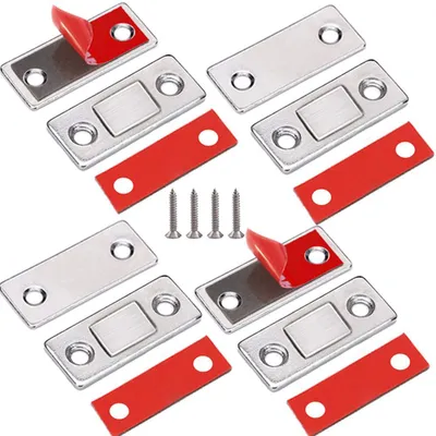 Produktbild von Möbeltürmagnete, Magnetverschlüsse, 4er-Set, ultradünne Magnete für Schranktüren, selbstklebend, starke Magnete für Schränke, magnetische Schubladenverschlüsse, magnetische Türschließer, Möbelmagnete