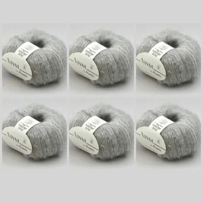 Productafbeelding van 6 bollen Nanna garen van Permin – Fil Non Teint, natuurlijke kleuren van alpaca (alpaca, katoen, merinowol) (06, lichtgrijs)