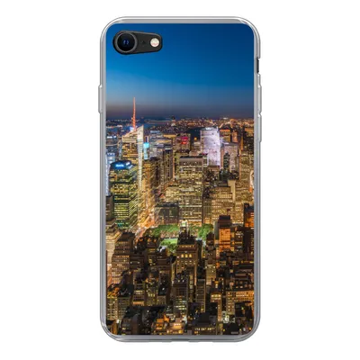 Produktbild von MuchoWow® Handyhülle Schutzhülle Hülle für iPhone SE 2020 New York - Farben - Nacht Silikon Softcase Handy Hülle - Kartenbesitzer