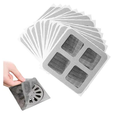 Produktbild von 120 Stück Abfluss Haarfänger Einweg,Duschrinne Haarsieb,Duschabfluss Mesh Aufkleber,Spülsieb Aufkleber,Badewannen Aufkleber Haarfänger Abdeckung,mit Plastikspachtel,für Duschen Badewannen