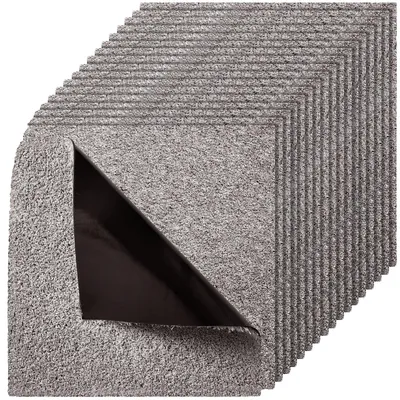 Zdjęcie produktu dla Płytki dywanowe VEVOR 457,2 x 457,2 x 12 mm, opakowanie 10 sztuk, samoprzylepna wykładzina dywanowa o powierzchni 2 m², wykładzina dywanowa, łatwa wymiana DIY do salonu i biura, ciemnobrązowa