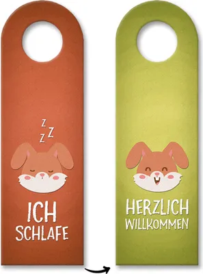 Produktbild von 3x Ich schlafe oder willkommen Türhänger mit Hase Motiv Türhänger Türanhänger