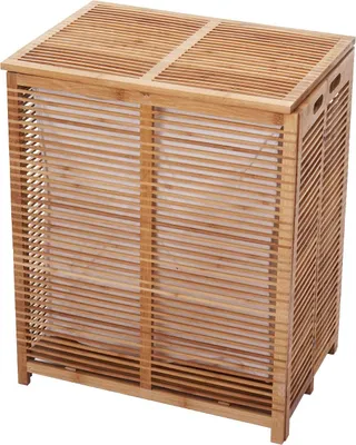 Produktbild von Wäschetruhe HWC-B18, Wäschebox Wäschekorb Wäschesammler, Bambus 61x50x35cm