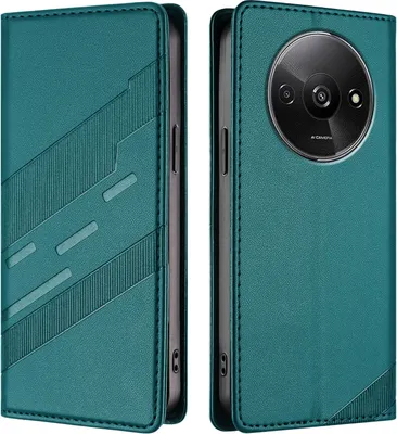 Produktbild von Hülle für Xiaomi Redmi A3 / Poco C61, Kunstleder Brieftaschen Handyhülle mit Kartenfach und Standfunktion Grün
