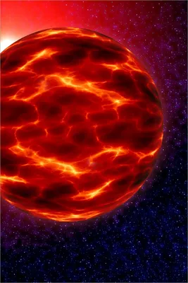 Produktbild von Wallario selbstklebendes Poster - Abstrakter Planet im Weltall in glühendem rot, Größe: 61 x 91,50 cm