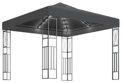 Produktbild von vidaXL Pavillon mit LED-Lichterkette 3x3 m Anthrazit Stoff
