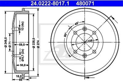 Produktbild von ATE Bremstrommel  24.0222-8017.1