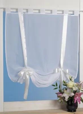 Produktbild von Bistrogardine 100x160 cm weiß Schlaufen Raffgardine halbtransparent