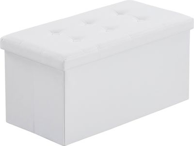 FCH Sitzhocker mit Stauraum, faltbarer sitzhocker, Polyurethanund Massivholz, 76 x 38 x 38 cm, Weiß