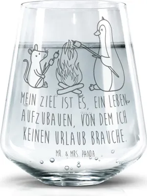 Produktbild von Mr. & Mrs. Panda Glas Pinguin Lagerfeuer - Transparent - Geschenk, Arbeit, Maus, Job, Wasserglas, Trinkgefäß, Dekoglas, Becherglas, Tumbler
