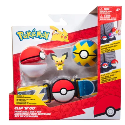 Zdjęcie produktu dla Jazwares Pokémon Clip'n'Go Poké Belt Set Pokéball, Flottball & Pichu