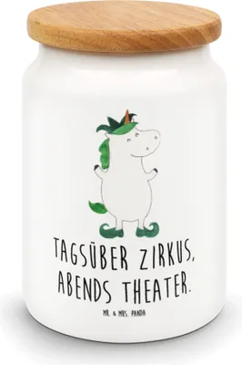 Produktbild von Mr. & Mrs. Panda Teedose Einhorn Joker - Weiß - Geschenk, Mittelalter, Unicorn, Vorratsbehälter, Hofnarr, Vorratsdose, Gaukler, Keksdose, Dose, Lebensmittelbehälter