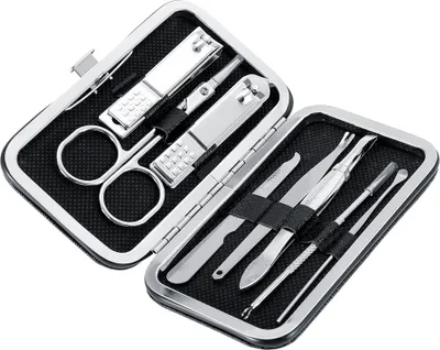 Produktbild von 8-teiliges Nagelscheren-Set aus Edelstahl für Fingernägel und Zehennägel (schwarz)