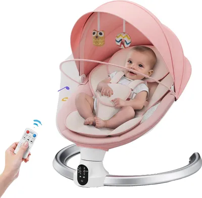 Produktbild von Baby-Schaukel, verstellbare Winkel, Bluetooth-Musikfunktion, ROSA