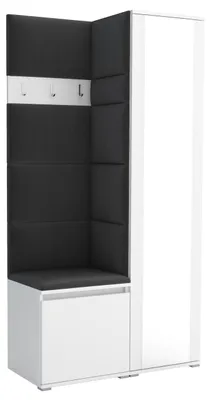 Produktbild von Garderobe LUTON 6 WHITE 16– Farbe: weiß, moderner Schrank 40x95x186 cm, funktionale Lösung für den Flur, Garderobeschrank, Flurmöbel