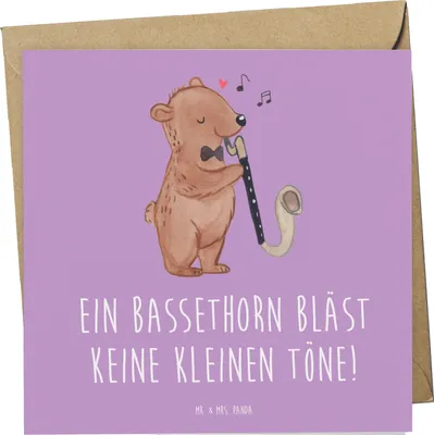 Produktbild von Mr. & Mrs. Panda Grußkarte Bassethorn Klänge - Lavendeltraum - Geschenk, Lernen, Musiker, Instrument, Musik, Musikrichtungen, Holzblasinstrument, Klappkarte, anlasskarte