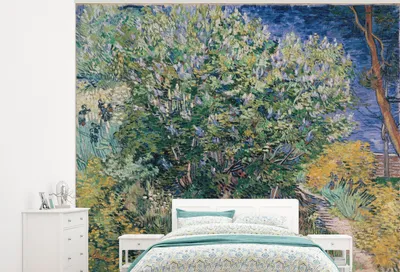 Produktbild von MuchoWow® Fototapete für Wohnzimmer oder Schlafzimmer Wandtapete Vinyl Motivtapete Fliederbusch - Vincent van Gogh - 300x240 cm - Fototapeten