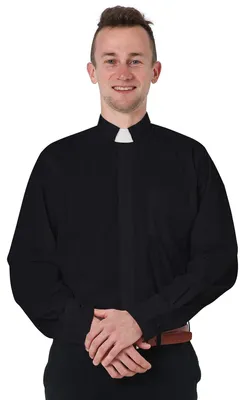 Productafbeelding van Solidchoice - Lange Mouw Clergy Shirt met Gratis Tab Collar