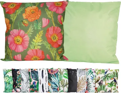 Produktbild von JACK Outdoor Motiv Kissen 45x45cm Lounge Dekokissen inkl. Füllung Wasserabweisend Sitzkissen Garten Stuhl, Farbe:Floral Grün