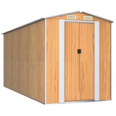 Image de vidaXL Abri de jardin marron clair 192x440x223 cm Acier galvanisé