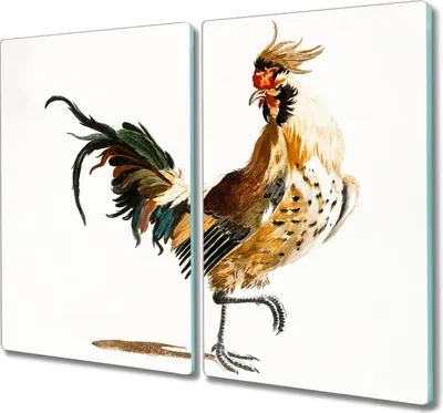 Produktbild von Coloray Herdabdeckplatte 2x30x52 cm Schneidebrett Kochplattenabdeckung Küchenbrett Hackbrett - Tier Vogel Huhn