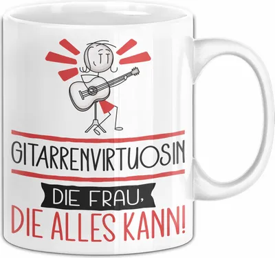 Produktbild von Gitarrenvirtuosin Geschenk Tasse Becher Die Frau Die Allen Kann Geschenkidee für eine Gitarrenvirtuosin Lustig (Weiß)