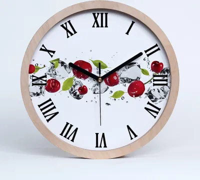 Produktbild von Holzuhr 25fi cm wanduhr - schwarze Spitzen - Kirschen und Wasser