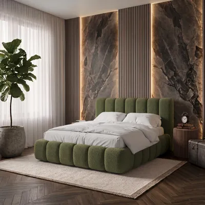 Produktbild von Ankado Polsterbett mit Bettkasten 120x200 cm - Metallrahmen - Bouclé-Stoff Quelle 38 Grün