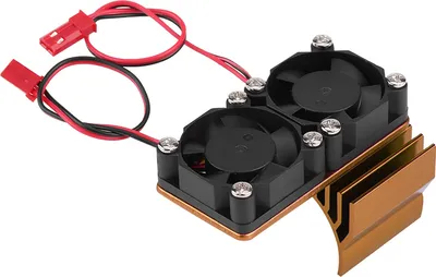 Produktbild von 540/550 RC-Motor-Kühlkörper mit zwei Lüftern, Überhitzungsschutz, einfache Installation für 1:10 Elektro RC-Auto (Gold)