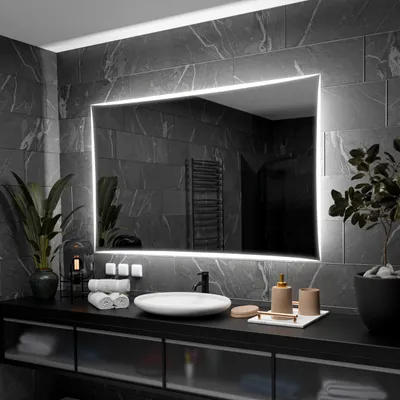 Produktbild von Rechteckiger Badezimmerspiegel mit LED-Beleuchtung - Lisbona - 140x80cm