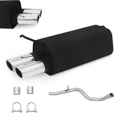 Produktbild von JOM Stahl Auspuff Endschalldämpfer Audi VW Golf 4 Beetle Seat 2x76 oval
